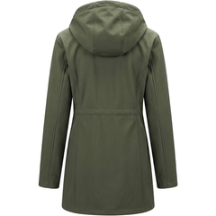 Outdoor Ventures Women's Waterproof Fleece-Lined Hooded Rain Coat – Olive Green