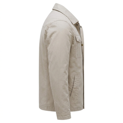 WenVen Men's Casual Cotton Canvas Military Jacket – Beige