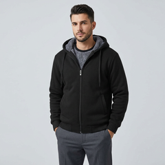GEEK LIGHTING Men's Fleece-Lined Zip-Up Hoodie – Black