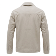 WenVen Men's Casual Cotton Canvas Military Jacket – Beige