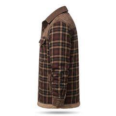 Gihuo Men's Sherpa-Lined Plaid Flannel Shirt Jacket – Brown