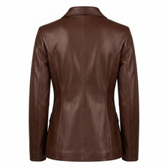 Women's Everyday Genuine Lambskin Leather Blazer – Brown